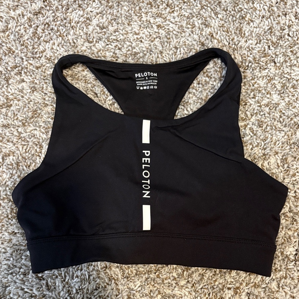 Peloton Black Sports Bra with White Accent